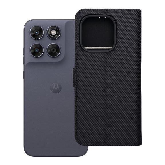 Etui z klapką na Motorola G67 / G77 4Card RFID antykradzieżowe tech fabric czarne