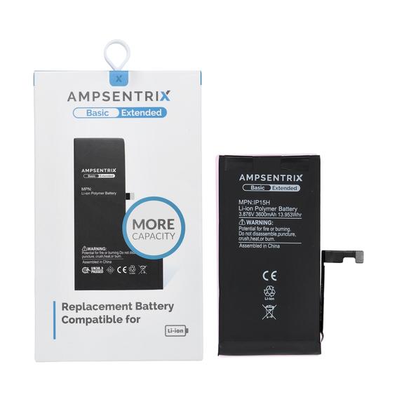 AmpSentrix Basic bateria do iPhone 15 (zwiększona pojemność 3600 mAh)