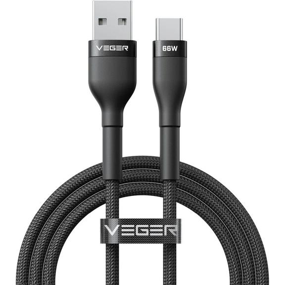 Kabel USB A do Typ C VEGER PD 11V 6A 66W AC04 1,2 m czarny
