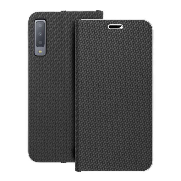 Etui z klapką na Samsung A7 2018 Luna Book Carbon czarne