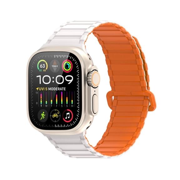 DUX DUCIS pasek KJ silikonowy do Apple Watch 42 / 44 / 45 / 49 mm srebrno pomarańczowy