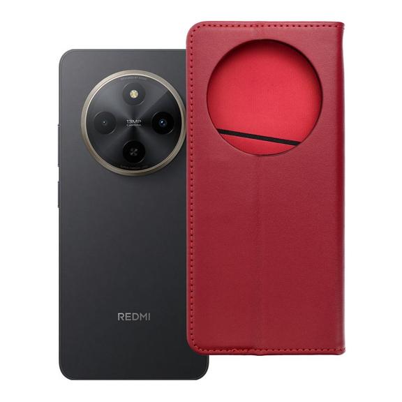 Etui z klapką na Xiaomi Redmi 17C Smart Pro Book skórzane bordowe
