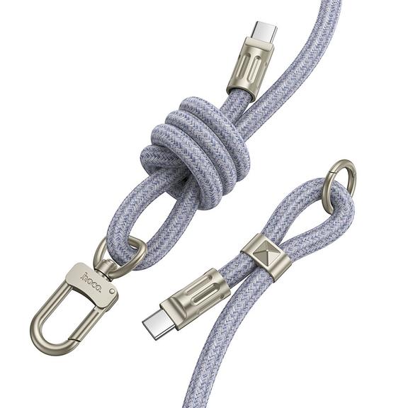 Kabel USB C do USB C Hoco 3A 60W w formie smyczki 1,8 m GH7 niebieski