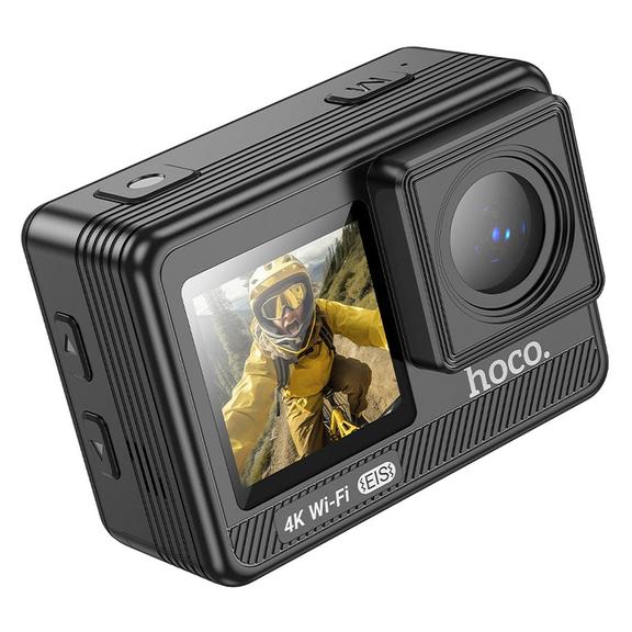 Kamera sportowa Hoco z dwoma wyświetlaczami 1,3" + 2" anti-shake IPS 4K/30fps DV102 czarna
