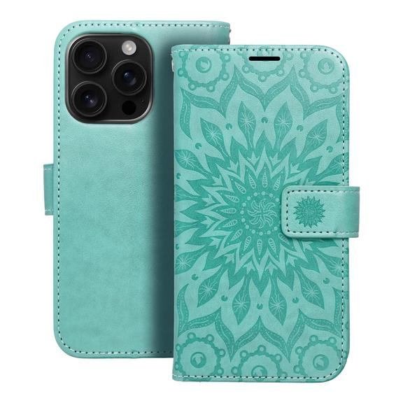 Etui z klapką na iPhone 16 PRO Mezzo Book mandala zielone