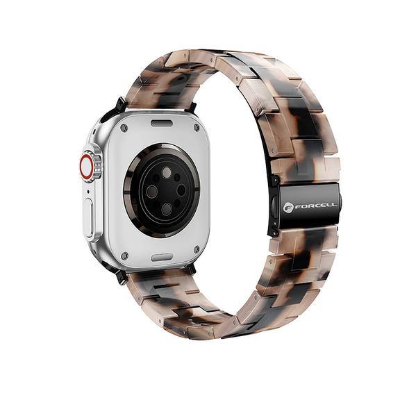 Pasek do Apple Watch Forcell F-Design FA04 zatrzask żywiczny marmurkowy 38 / 40 / 41 mm brązowy