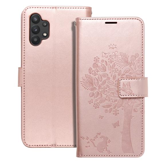 Etui z klapką na Samsung A32 5G Mezzo Book drzewo złoto-różowe
