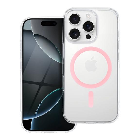 Etui na iPhone 16 Drop Glue Colorful Ring Mag Cover zgodny z MagSafe różowe