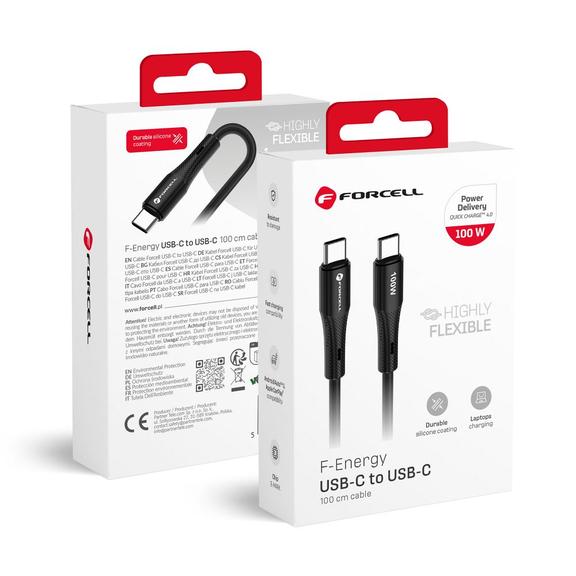 Kabel USB C do USB C Forcell F-Energy QC4.0 PD 5A 100W Silicone 1 m C347 czarny