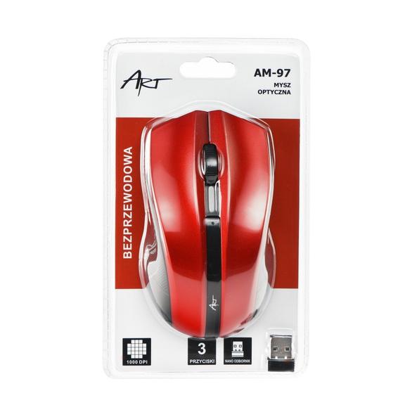 ART myszka komputerowa bezprzewodowa 2,4G 1000 dpi AM-97 czerwona