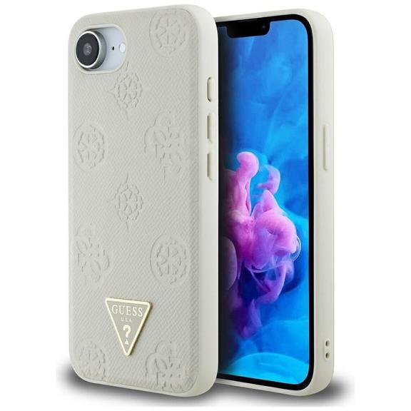 GUESS futerał do IPHONE 16e (SE 4 2025) kompatybilny z MagSafe GUHMPSE4PGBTME (Grained PU Hot Stamp Peony Triangle Logo) beżowy