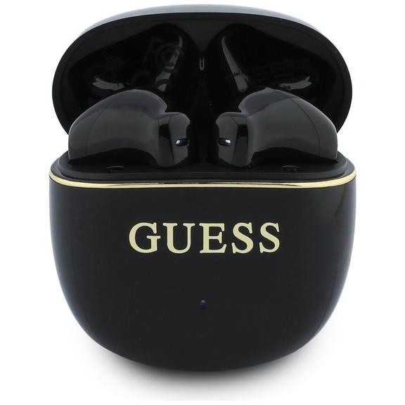 Słuchawki bezprzewodowe douszne TWS Guess Glossy Gold Line Classic czarne