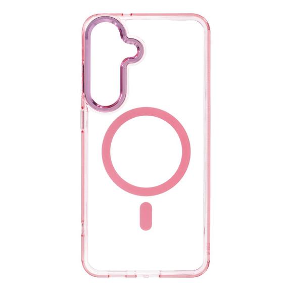 Etui na Samsung S25 FE / S26 FE Frame Clear Hybrid Mag Cover zgodne z MagSafe pudrowy róż