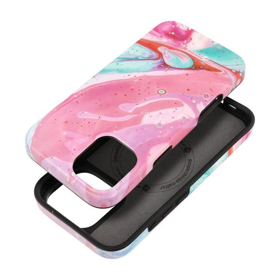 Etui na iPhone 16 PLUS Forcell F-Protect Mirage zgodne z MagSafe Military Drop-Test pink marble