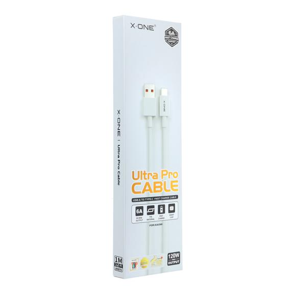 Kabel USB A do USB C X-ONE 6A 120W Ultra Pro XIAOMI  (oryginalny chip) 1 m biały