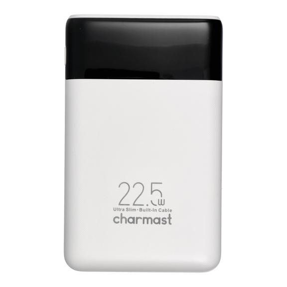 Powerbank PD3.0 3A 22,5W 10000 mAh z wbudowanymi kablami USB C / Lightning Charmast W1202 biały 0INT