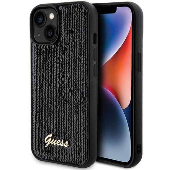 GUESS futerał do IPHONE 13 / 14 / 15 GUHCP15SPSFDGSK (Sequin Script Metal) czarny