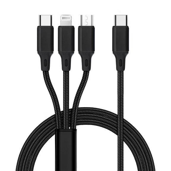 Kabel 3w1 Typ C do Lightning / Typ C / Micro USB 2,4A C171 1,2 m czarny