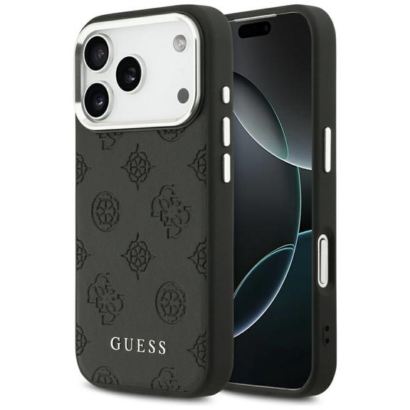 GUESS futerał do IPHONE 17 Pro kompatybilny z MagSafe GUHMP17LPSPOSSSK (PU W/ Peony Hot Stamp Script) czarny