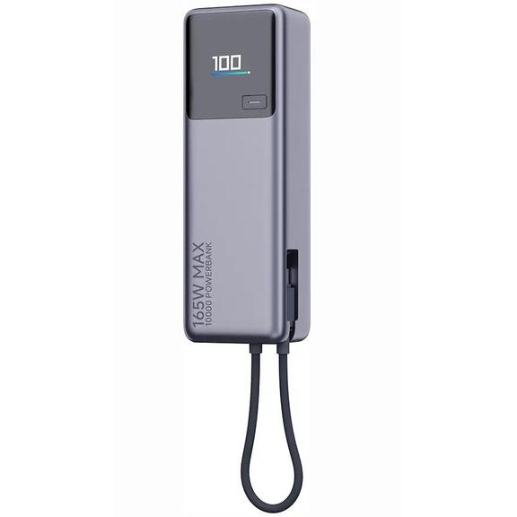 Powerbank Xiaomi 10000 mAh QC PD 165W z wbudowanym kablem USB C PB1165MI z wyświetlaczem LED szary