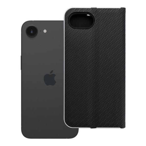 Etui z klapką na iPhone 16e (SE 4 2025) Luna Book Carbon czarne