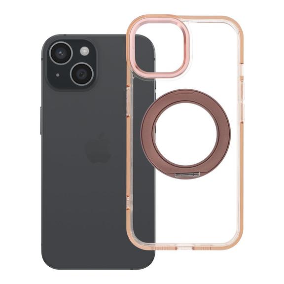 Etui na iPhone 15 Frame Circle Stand zgodne z MagSafe złote