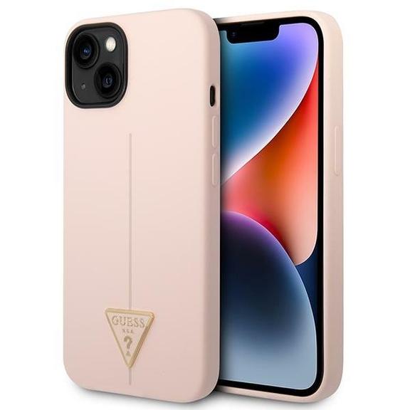 GUESS futerał do IPHONE 13 / 14 / 15 GUHCP14SSLTGP (Silicone Triangle) różowy