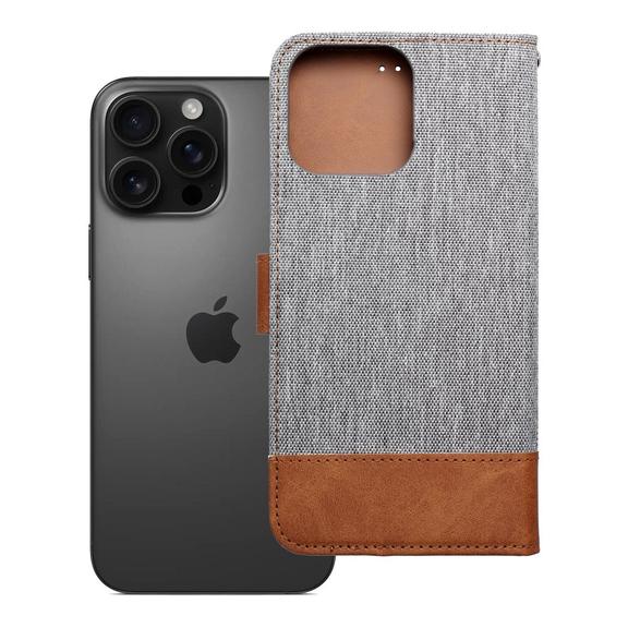 Etui z klapką na iPhone 16 PRO MAX Jeans Book szare