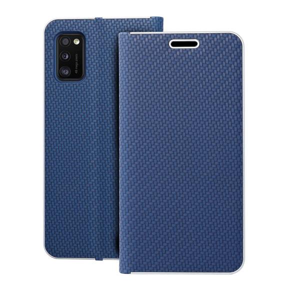 Etui z klapką na Samsung A41 Luna Book Carbon niebieskie