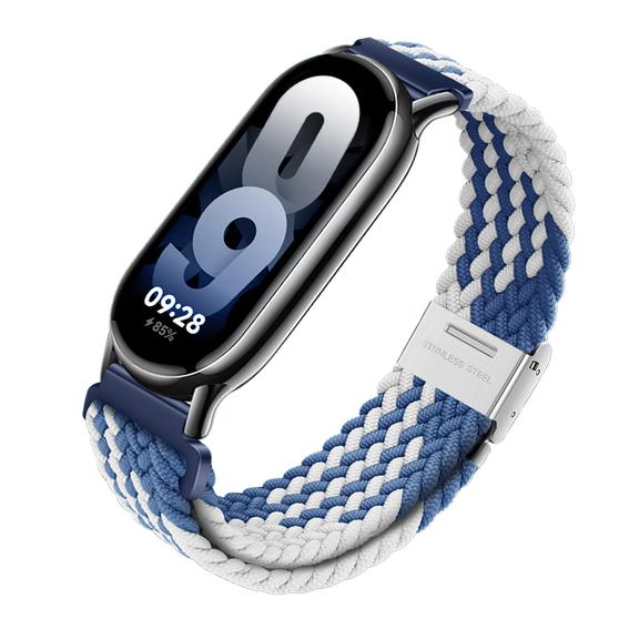 Pasek do Mi Band 8 Xiaomi Forcell F-Design FX5 sprzączka włókno poliestrowe biało niebieski