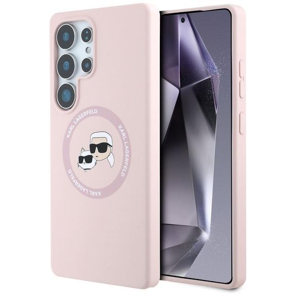 KARL LAGERFELD futerał do SAMSUNG S25 Ultra KLHMS25LSKCHTCP (Magnetic Silicone Double Heads) różowy