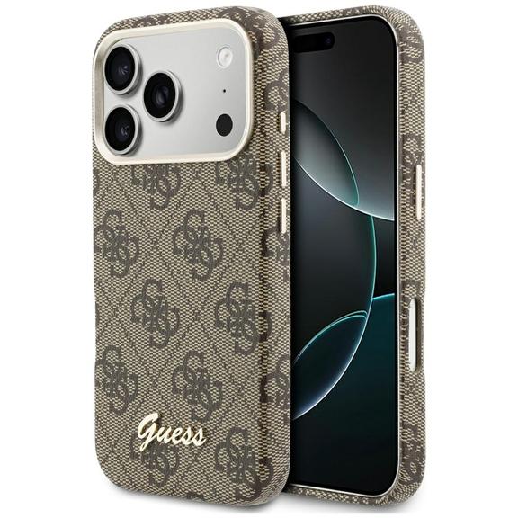 GUESS futerał do IPHONE 17 Pro kompatybilny z MagSafe GUHMP17L5P4FWMSW (PU FW 4G Script) brązowy