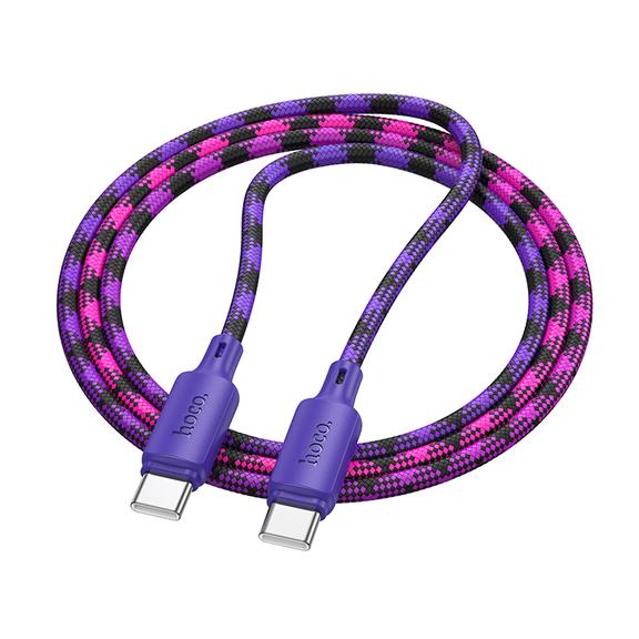 Kabel USB C do USB C Hoco 3A 60W 1 m X116 gradient fioletowy