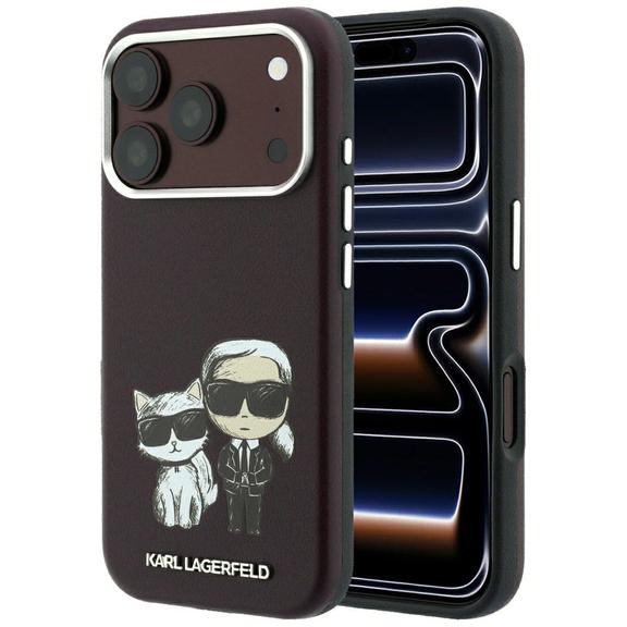 KARL LAGERFELD futerał do IPHONE 18 Pro /17 Pro kompatybilny z MagSafe (Bodies Sketch) burgundowy