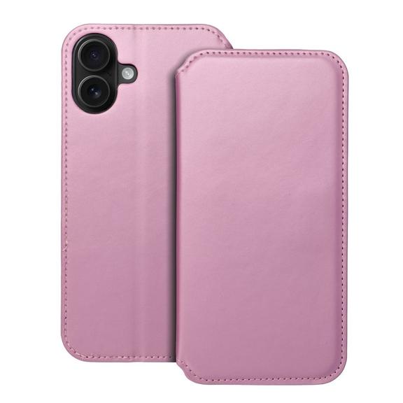 Etui z klapką na iPhone 16 PLUS Dual Pocket Book jasnoróżowe