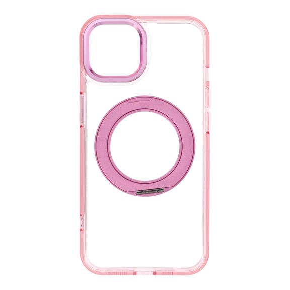 Etui na iPhone 13 Frame Circle Stand zgodne z MagSafe różowe