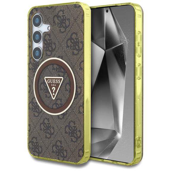 GUESS futerał do SAMSUNG S25 GUHMS25SHG4PRTGW (Magnetic IML Metal Glitter 4G Circle Triangle) brązowy