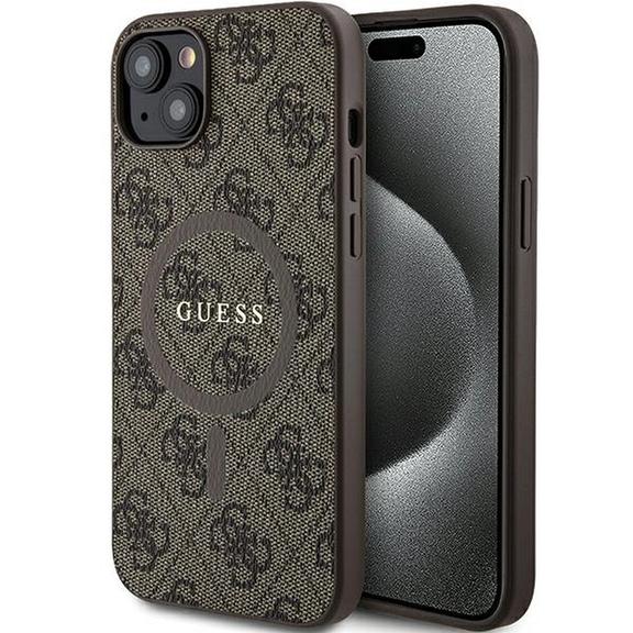 GUESS futerał do IPHONE 15 Plus / 14 Plus GUHMP15MG4GFRW (Leather 4G Metal Logo) brązowy