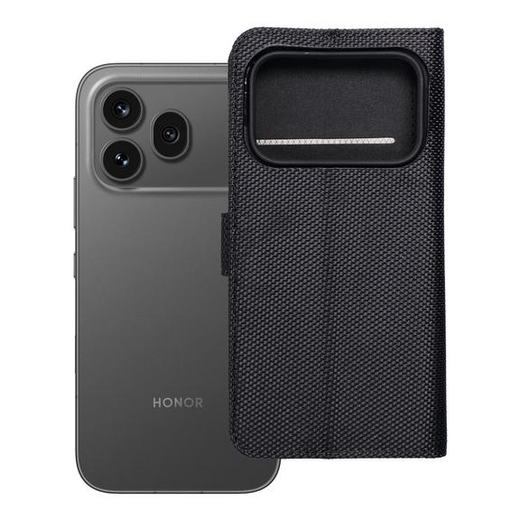 Etui z klapką na Honor 600 PRO 4Card RFID antykradzieżowe tech fabric czarne