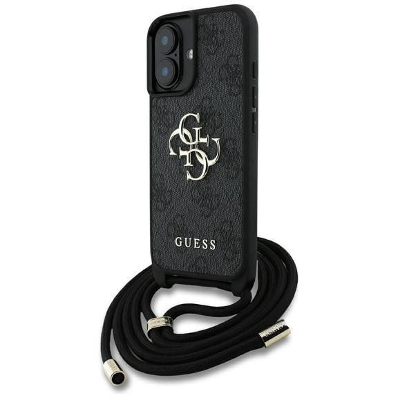 GUESS futerał do IPHONE 16 Plus GUHCP16MP4GMGCRK (CBDY PU 4G Big Logo W/Cord Strap) czarny