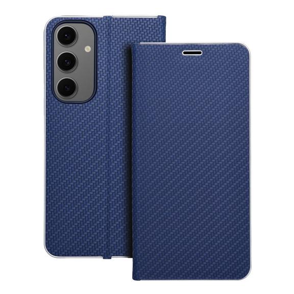 Etui z klapką na Samsung S24 FE Luna Book Carbon niebieskie