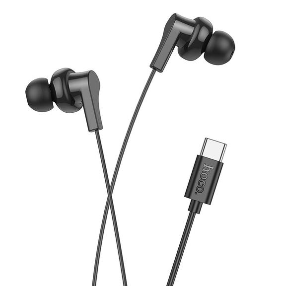 Słuchawki przewodowe douszne USB C Hoco M114 czarne
