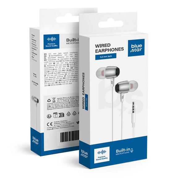 Słuchawki przewodowe douszne Jack 3,5 mm Blue Star M09 1,2 m białe