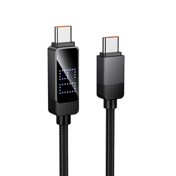 Kabel USB C do USB C Hoco 3A 60W z wyświetlaczem Dot Matrix 1 m U154 czarny