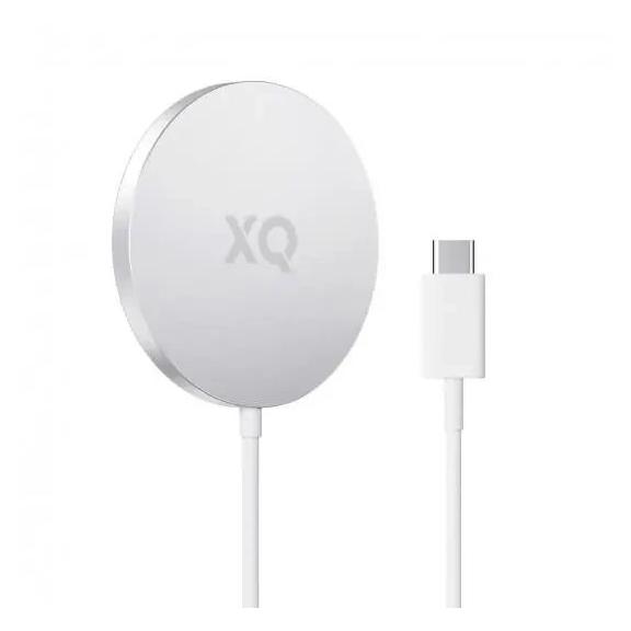 Ładowarka indukcyjna aluminiowa XQISIT 15W zgodna z MagSafe z kablem USB C biała