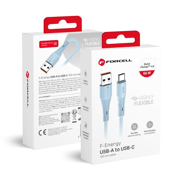 Kabel USB A do USB C Forcell F-Energy QC4.0 3A 66W Silicone 1 m C342 niebieski