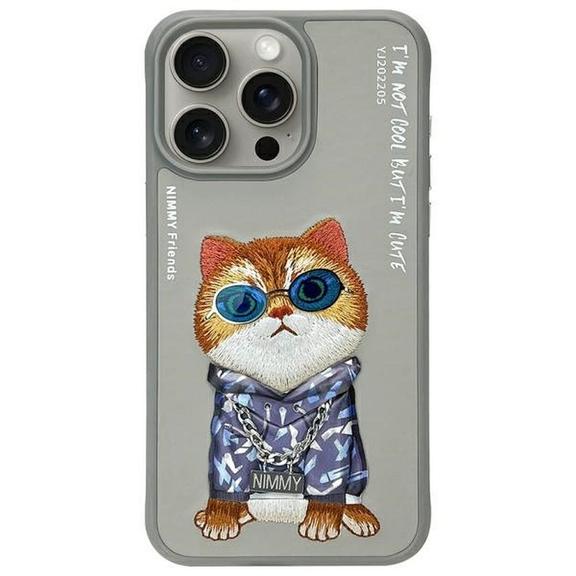 NIMMY futerał GLASSES COOL CAT do IPHONE 15 Pro szary