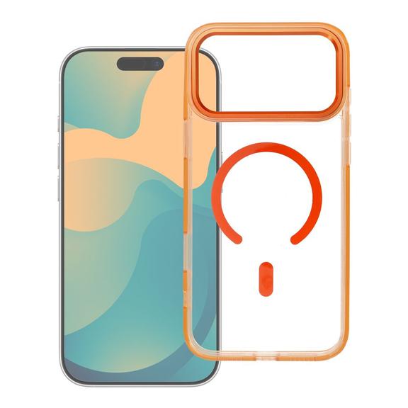 Futerał do iPhone 17 PRO Frame Clear Hybrid Mag Cover zgodny z MagSafe pomarańczowy