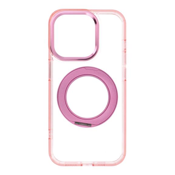 Etui na iPhone 15 PRO Frame Circle Stand zgodne z MagSafe różowe