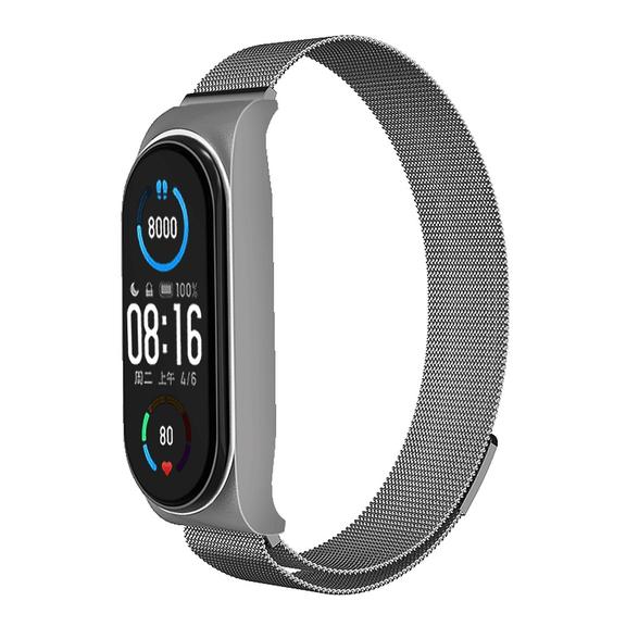 Pasek metalowy METAL do XIAOMI Mi Band 5 / 6 srebrny (02)